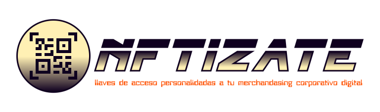 imagotipo alargado NFTIZATE degradado en fondo blanco